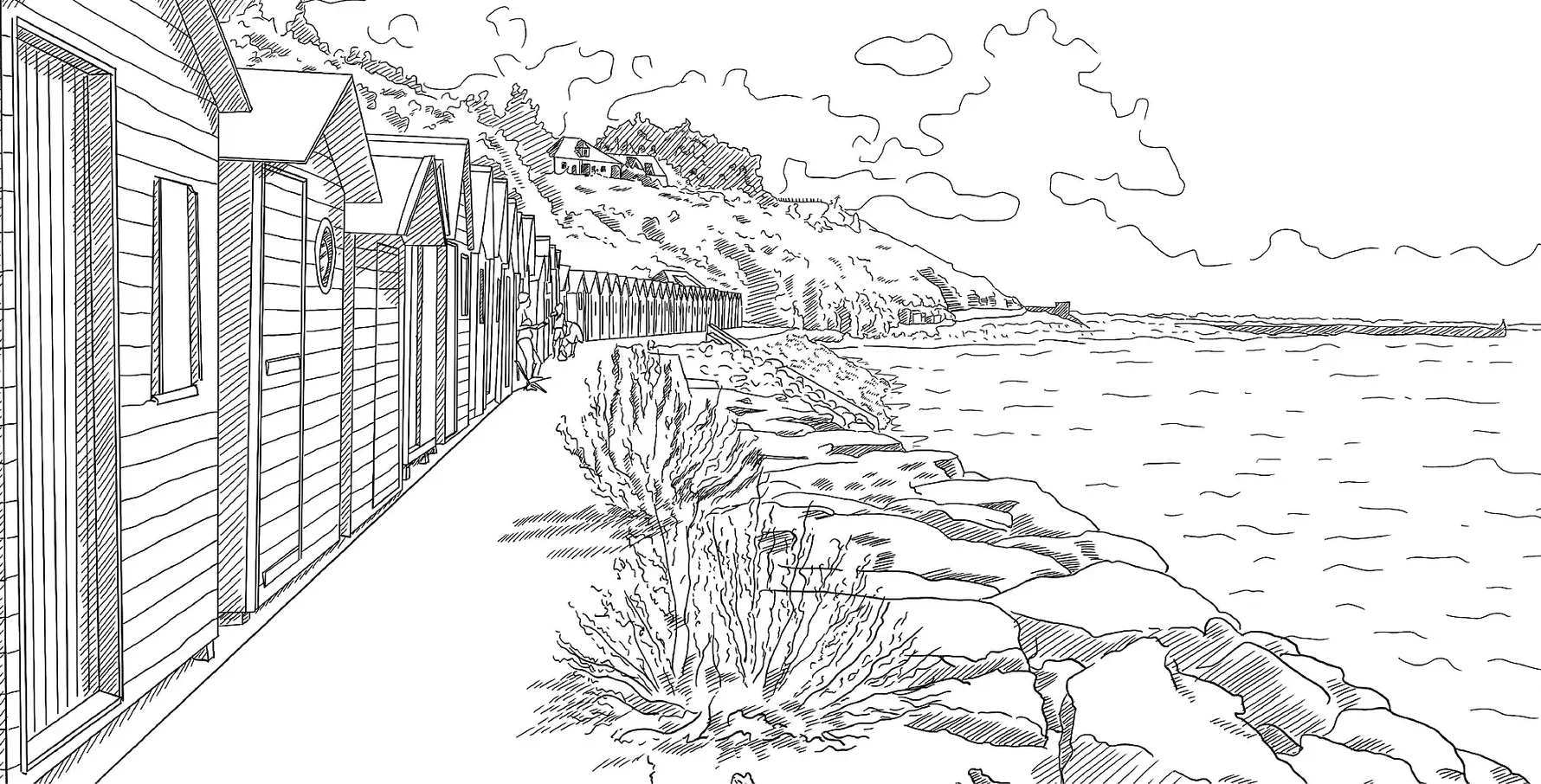 Collaborations illustration de carteret les cabines de plage